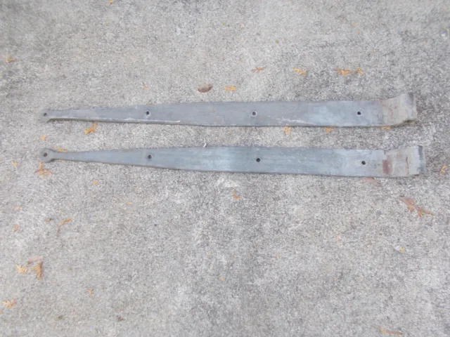 Pair Of Heavy Iron Barn Door Strap Hinges Approx. 39” Long x 2 3/4" Wide  Gate 2