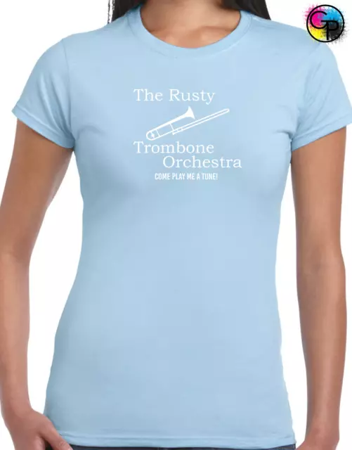 The Rusty Trombone Orchestra Ladies T Shirt Tee Funny Rude Printed Design Joke 3