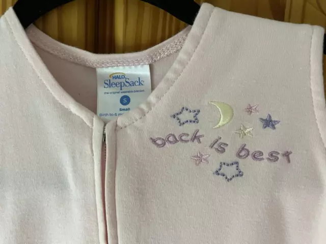 HALO Sleep Sack Baby Girl 0-6 Months Pink Cotton Zip Wearable Blanket Swaddle