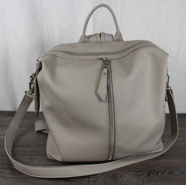 Urban Expressions Kenzie Gray Pebbled Vegan Leather Convertible Purse Backpack