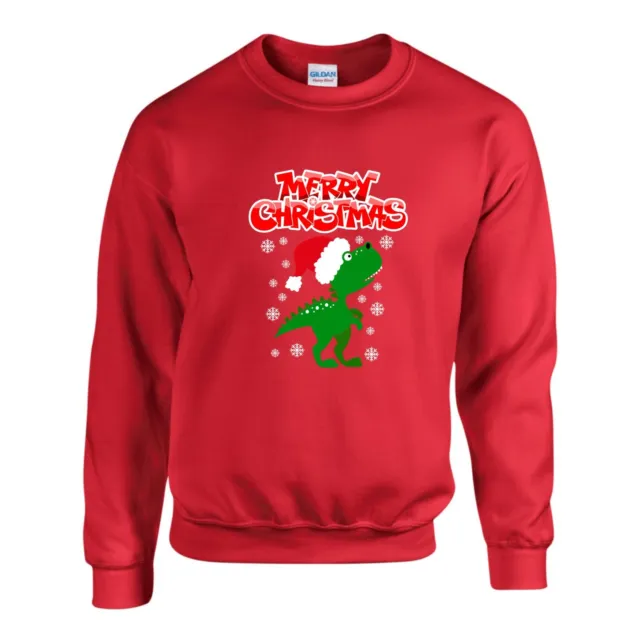 Dinosaur Merry Christmas Jumper, Funny Ugly Xmas Day Gift Sweatshirt Unisex Top