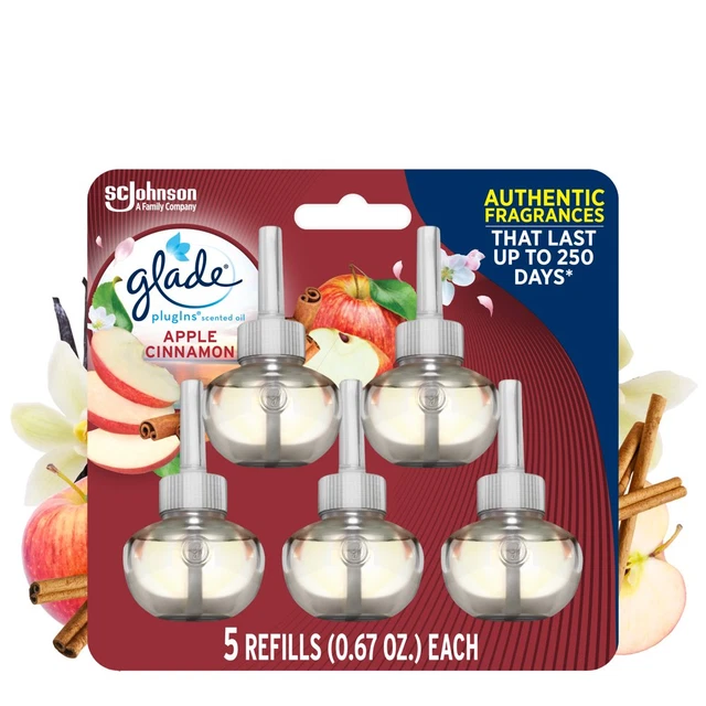Glade Plugins Refill 5 CT, Apple Cinnamon, 3.35 FL. OZ. Total, Scented Oil Air F
