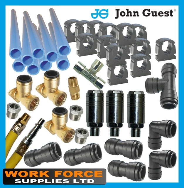 Airline Schraubfitting John Guest Air Line Starter Kit – 9m Mit Armaturen Für Druckluft (PCL Style) Airline Spanngurt