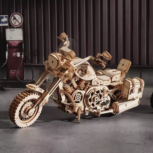 ROKR Motorcycle 3D Wooden Puzzle Toy Model Kit Mechanical Transmission Assemble