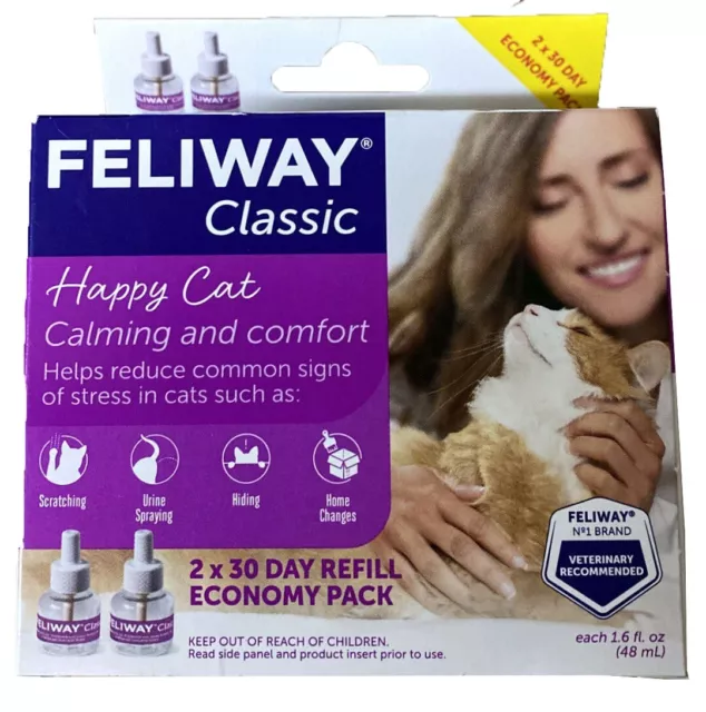 Feliway Happy CAT Calming and comfort, Diffuser Refills 2 Ct,  Exp 2025+ #3037