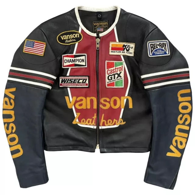 Vanson Leathers One Star Motorcycle Racer Leather Jacket Biker Racing Jackets