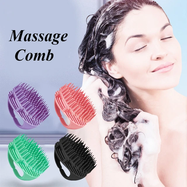 Peigne De Lavage Poils En Silicone Masseur De Cuir Chevelu Brosse De #