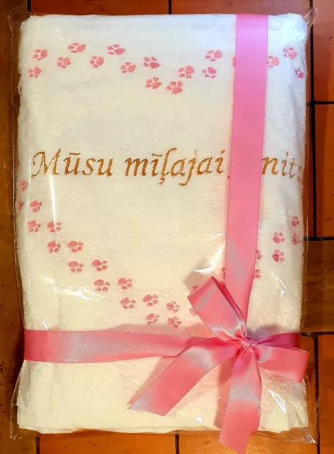 Rosa Herz Katzen Pfote personalisiert bestickt Handtuch Weihnachten Valentinstag Geburtstag 3