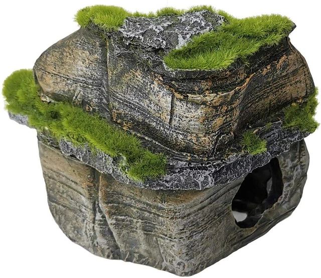 Cave Fish Aquarium Tank Hiding Stone Betta Shrimp Rock Cave Cichlid moss New