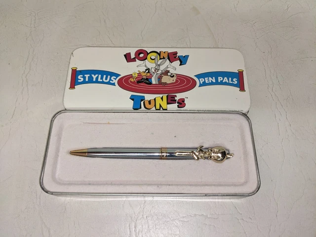 1994 LOONEY TUNES Warner Bros Stylus Pen Pals Tweety Bird In Tin (P5)