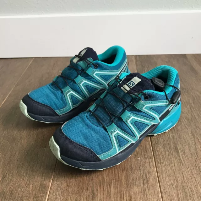 Salomon Speedcross Hiking / Trail Running Athletic Shoes - Blue Teal - Kids Sz 1