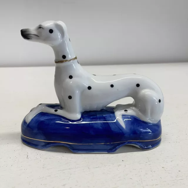 Vintage Staffordshire Style Dalmatian Reclining Porcelain Figurine Whippet