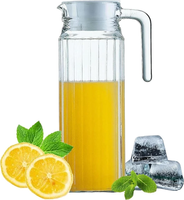 Slim Glass Fridge Jug 1.2L Door Jug Easy Pour Non Spill Milk Water Juice Pitcher Slim Glass Fridge Jug 1.2L Door Jug Easy Pour Non Spill Milk Water Juice Pitcher
