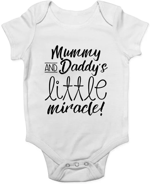 White Babygrow Mummy and Daddy's Little Miracle Baby Vest Funny FAST SHIPPING