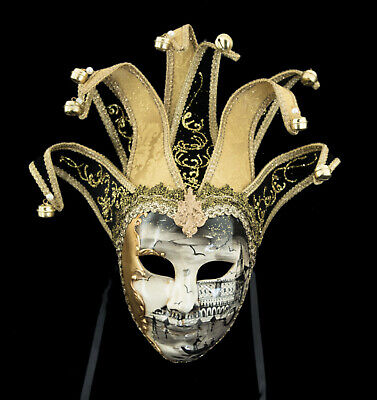 Mask from Venice Jolly - Place Saint Marc - Face Black Golden - 1921 V40