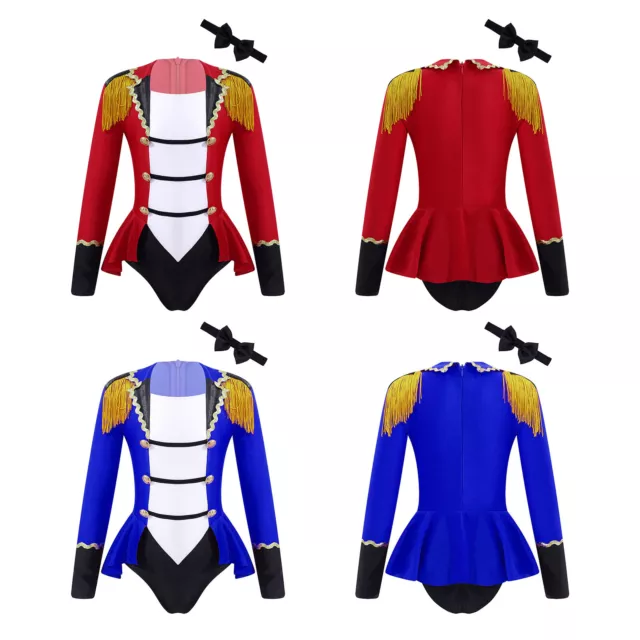 Kid Girls Long Sleeve Circus Costume Tassel Stage Dance Party Fancy Dress Up Set