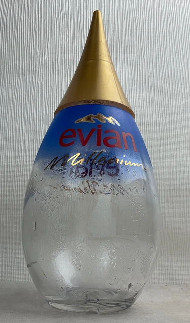 Lot de 3 bouteilles collector Evian en verre - Millénium 2000, 2001