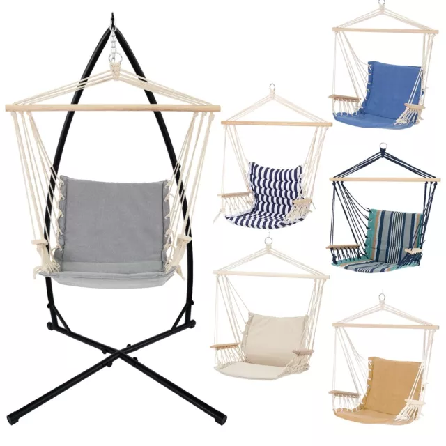 Hamac suspendu jardin avec accoudoirs fauteuil balançoire chaise en bois/coton