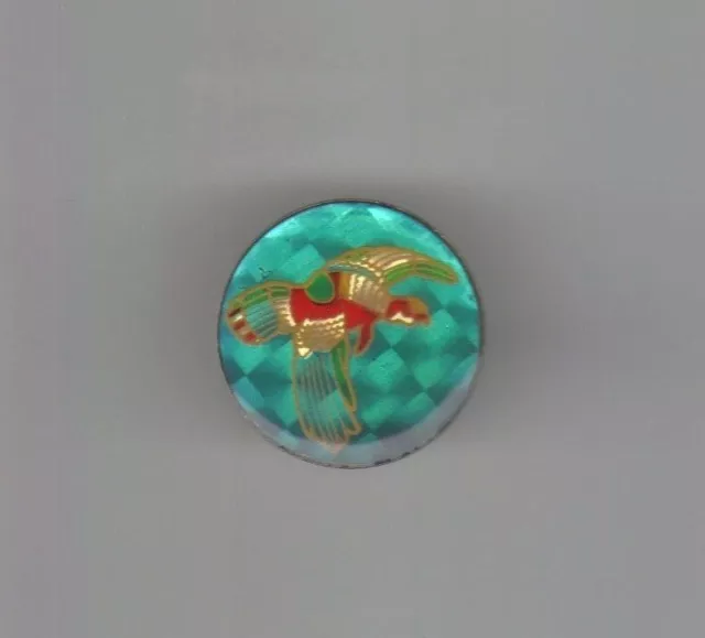 Wild Turkey in Flight Pinback Pin Iridescent background