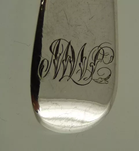 TIPPED or FIDDLEBACK MUSTARD SPOON STERLING BY C.B LONDON  1837 "MWC" 2