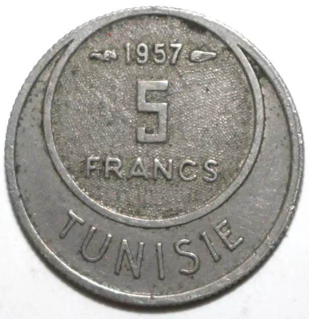 Tunisian 5 Francs Coin 1957 1376 KM# 277 Tunisia Tunisie Five