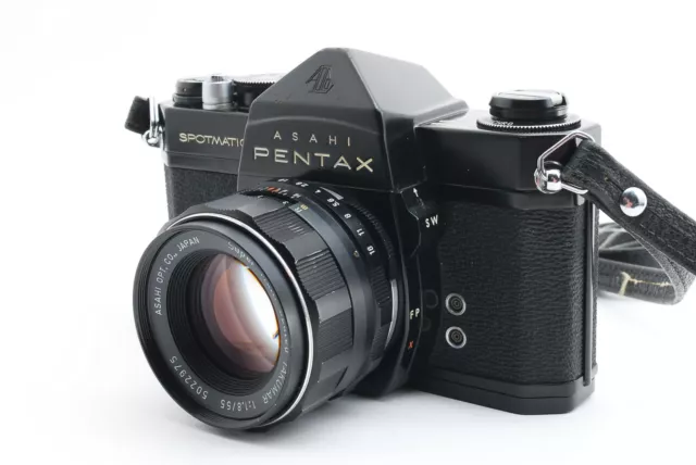 Excelente++ Cámara fotográfica Asahi Pentax Spotmatic SP negra SLR 35 mm con lente de 55 mm