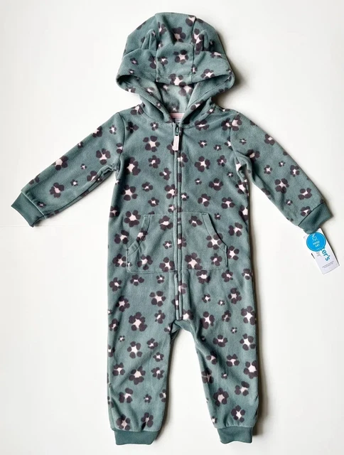 New Toddler Girl Carters 18 Months Coveralls Jumpsuit Hooded Fleece