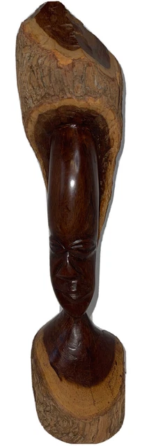 Hand Carved Ebony Wood Sculpture By Makonde People of Tanzania African 15.75” T