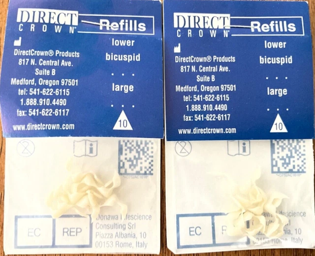 DirectCrown Dental Polycarb Temporary Crown Refill #10 Lower Bicuspid Large 5/pk
