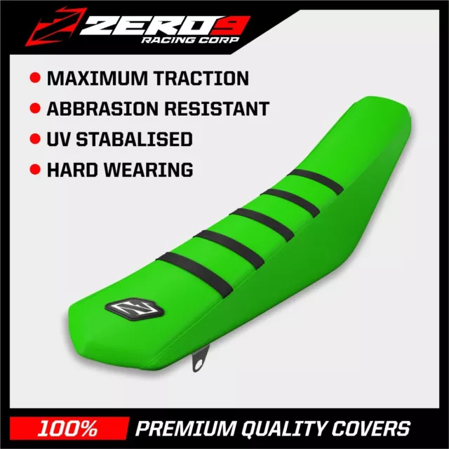 Kawasaki KXF Ribbed Gripper Seat Cover: KXF250 17-20, KXF450 16-18 GR/GR/BLK