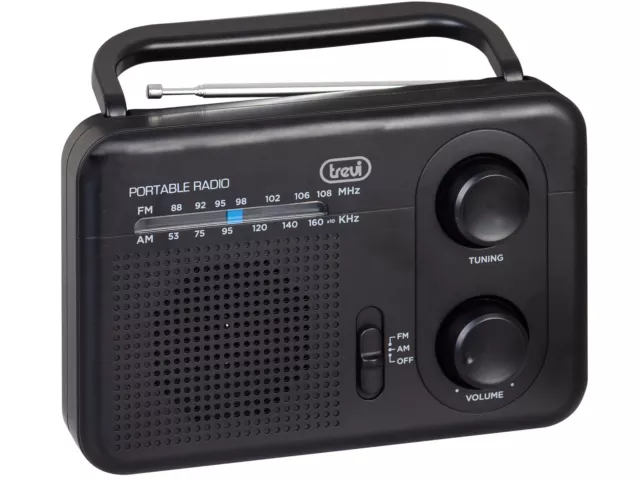 Radio Portatile AM/FM Trevi RA 7F64 Nera - Uscita Cuffie Jack 3,5 mm 3