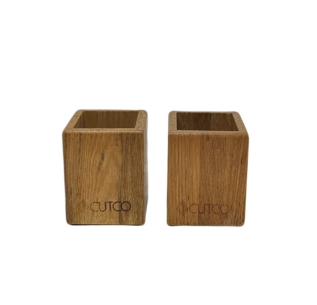 Soportes para utensilios Cutco 2 almacenamiento cocina de madera hecha en EE. UU. decoración *Leer*
