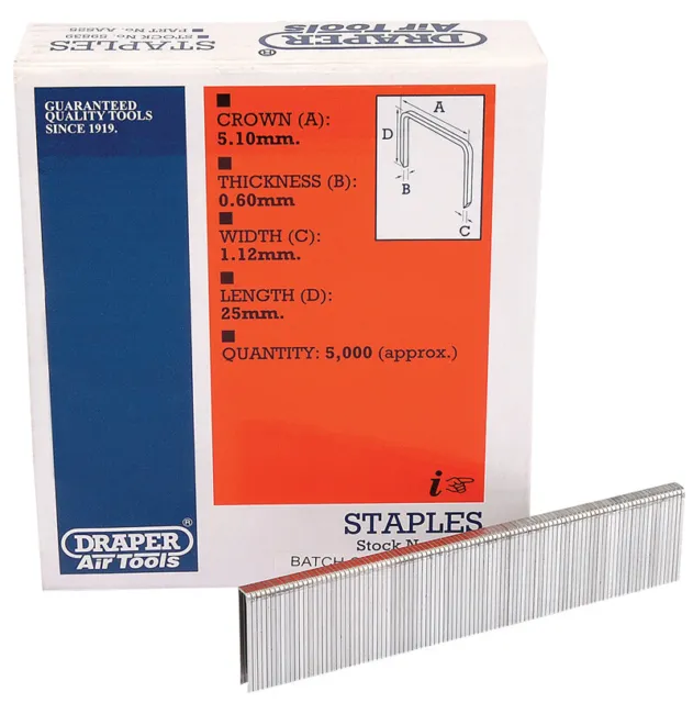 Draper 25mm Staples (5000) 59839