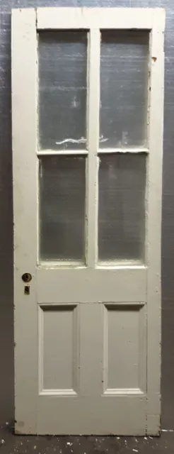 26x79x1.5" Antique Vintage Old Wood Wooden Exterior Entry Door Window Wavy Glass