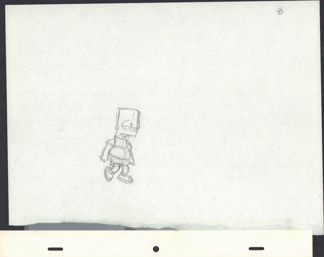 The Simpsons Pencil Animation Art - Bart Looking Weird Full Figure #8