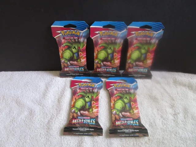 Pokemon TCG (3) Sword and Shield BATTLE STYLES Sleeved Booster Packs - Sealed!