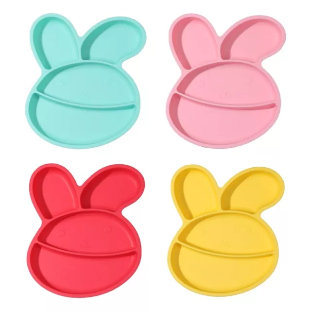 Baby Silicone Rabbit Shape Divided Suction Bowl Kids Dinner Plate Infant Dishes