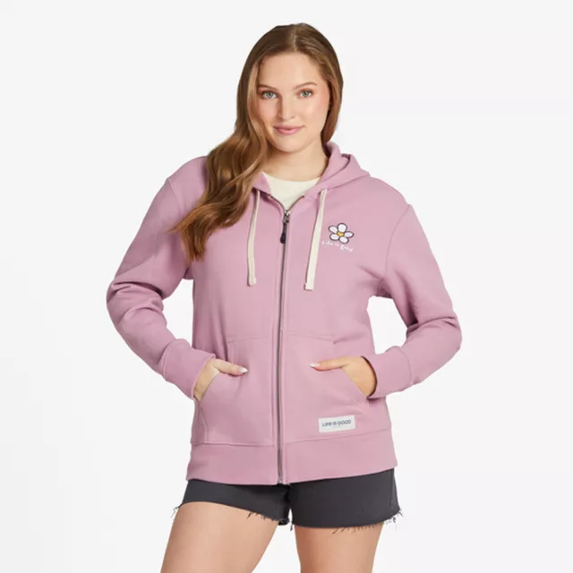 Life is Good 99640 - Women's Bold Heart Flower Simply True Fleece Zip Hoodie