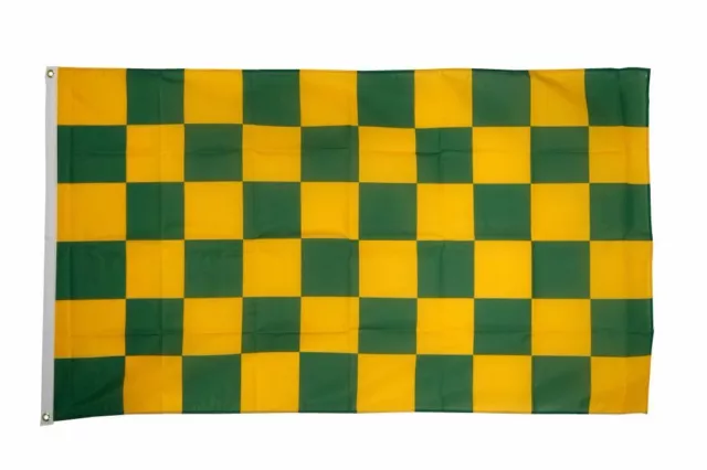 Green Yellow Flag 5 x 3 FT An Gleann Maghera Large Chequered GAA