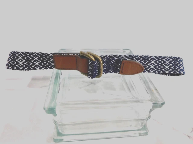 Janie and Jack Navy and white woven braided/ leather belt size 2t-3T
