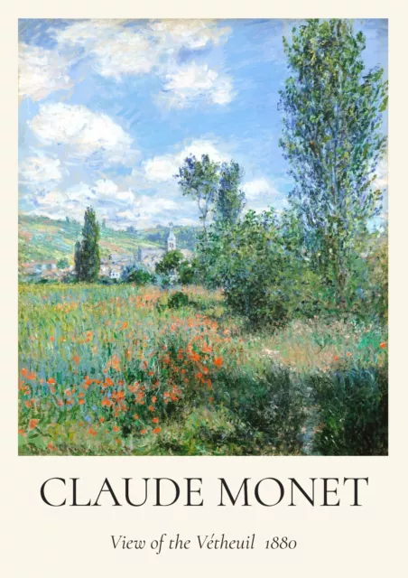 Claude Monet View Of The Vétheuil Poster Wall Art Water Nature Boho Flowers Gift