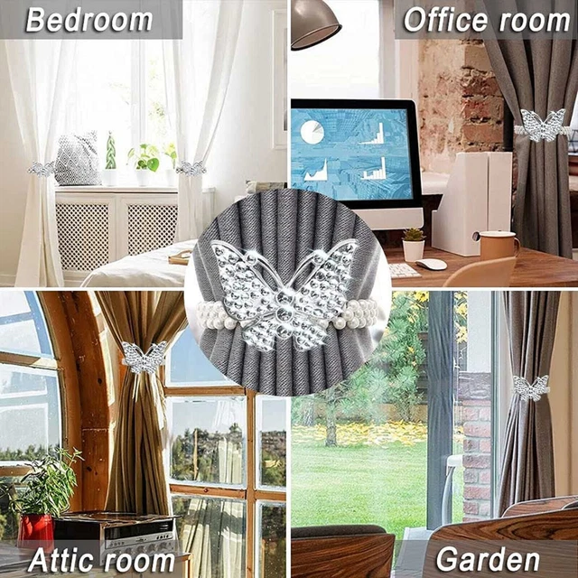 Beautiful Pearl Elastic Rope Curtain Holders Tieback Silver for Home decor 3