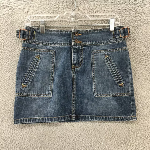 Old Navy Mini Short Skirts Womens 1 Blue Medium Wash Denim Cotton Casual Zip Fly