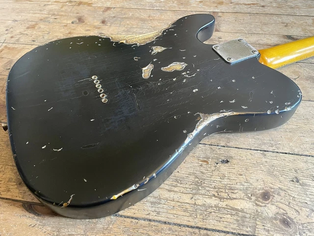 Telecaster Black aged Heavy Relic Vintage Style Great Player checked paint 10