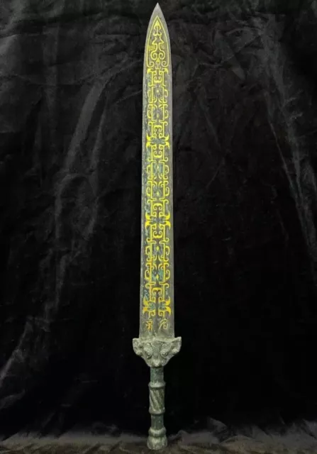 Excellent Ancient Roman Old Bronze With Patina Unique Big Dagger Sword