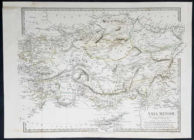 1830 SDUK Large Antique Map of Turkey - Asia Minor, Cyprus