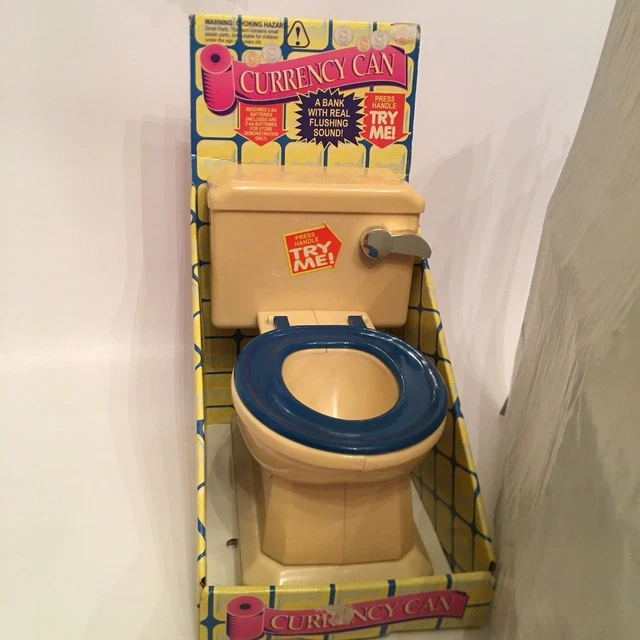 VINTAGE GEMMY FLUSHING Sound Battery Operated Toilet Coin Currency Can