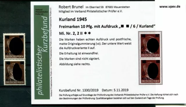 Kurland 2I+2II TYPENPAAR ** POSTFRISCH+gepr. Befund 100EUR (H1101