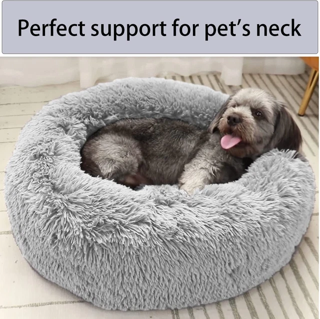 Plush Dog Bed, Donut Dog Bed for Small Medium Large Dogs, Anti Anxiety 3
