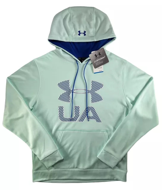 Under Armour Hoodie UA Coldgear Storm Logo Pullover Sweatshirt Mint S M Men's